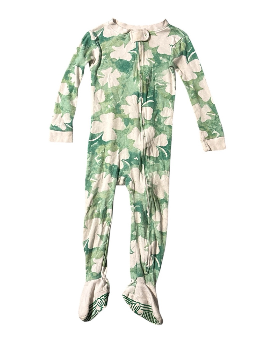 Burt's Bees Green and White Clover Footed One-Piece